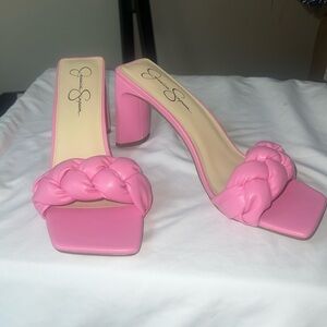 New Jessica Simpson Braid Slide Heels Pink